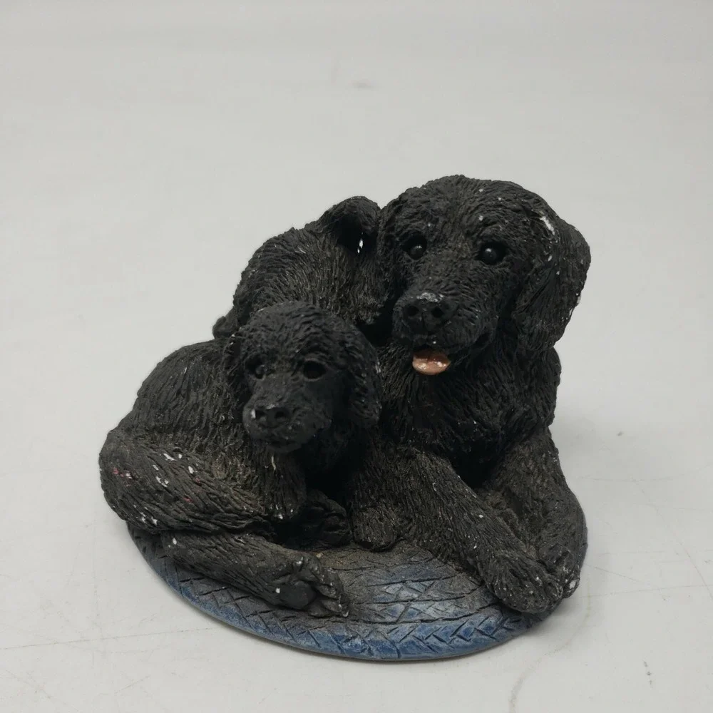 Vintage Black Dog Mother and Puppy Stone Cutters SC-753 Great Condition Figure